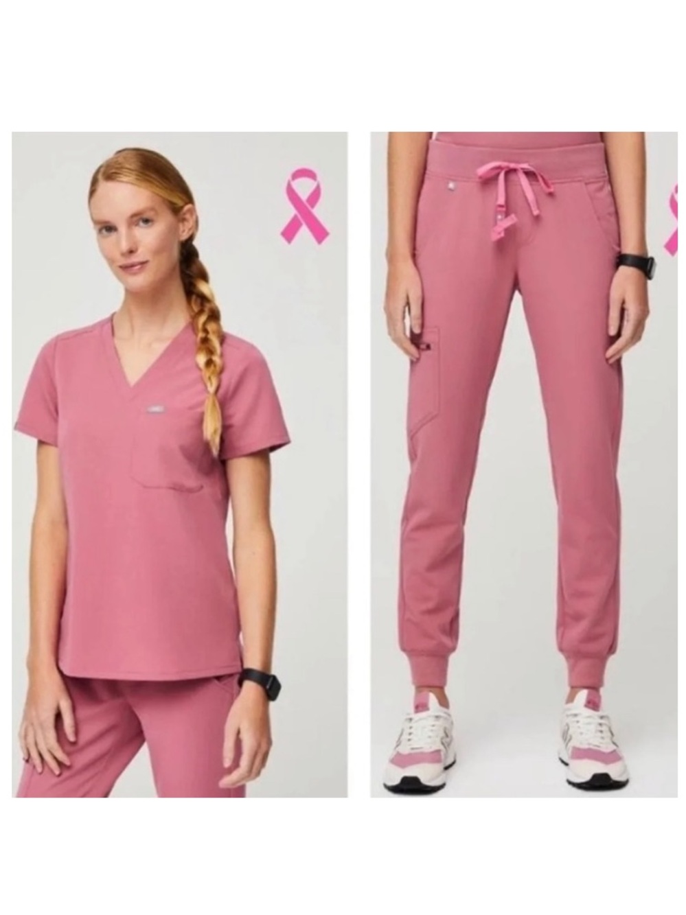 Figs Limited Breast Cancer Awareness Quartz Pink Scrubs Set XXL Top XXLP Joggers